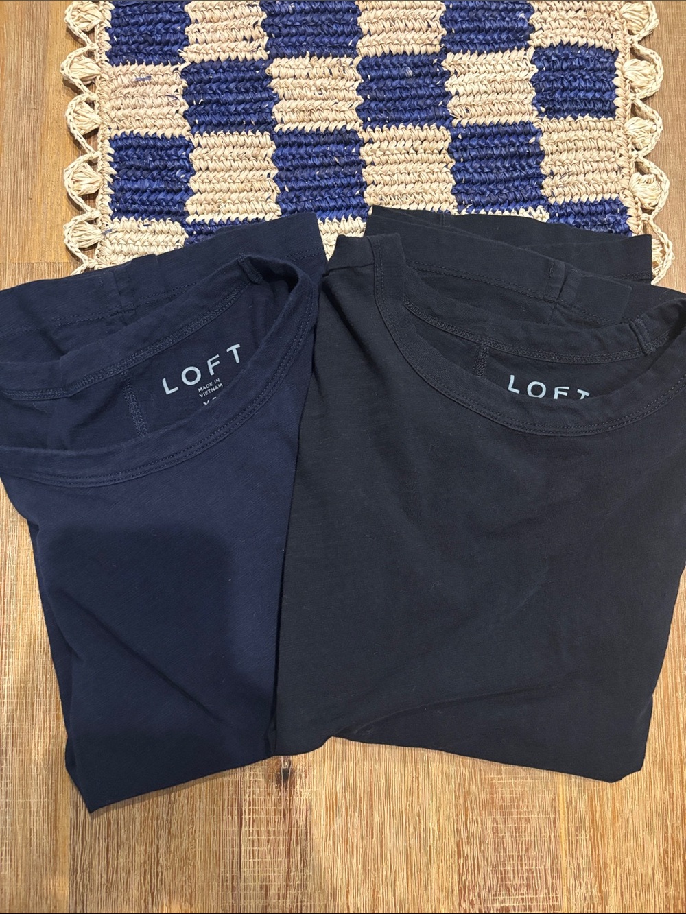 LOFT Navy and Black Crew Neck Tee Pair